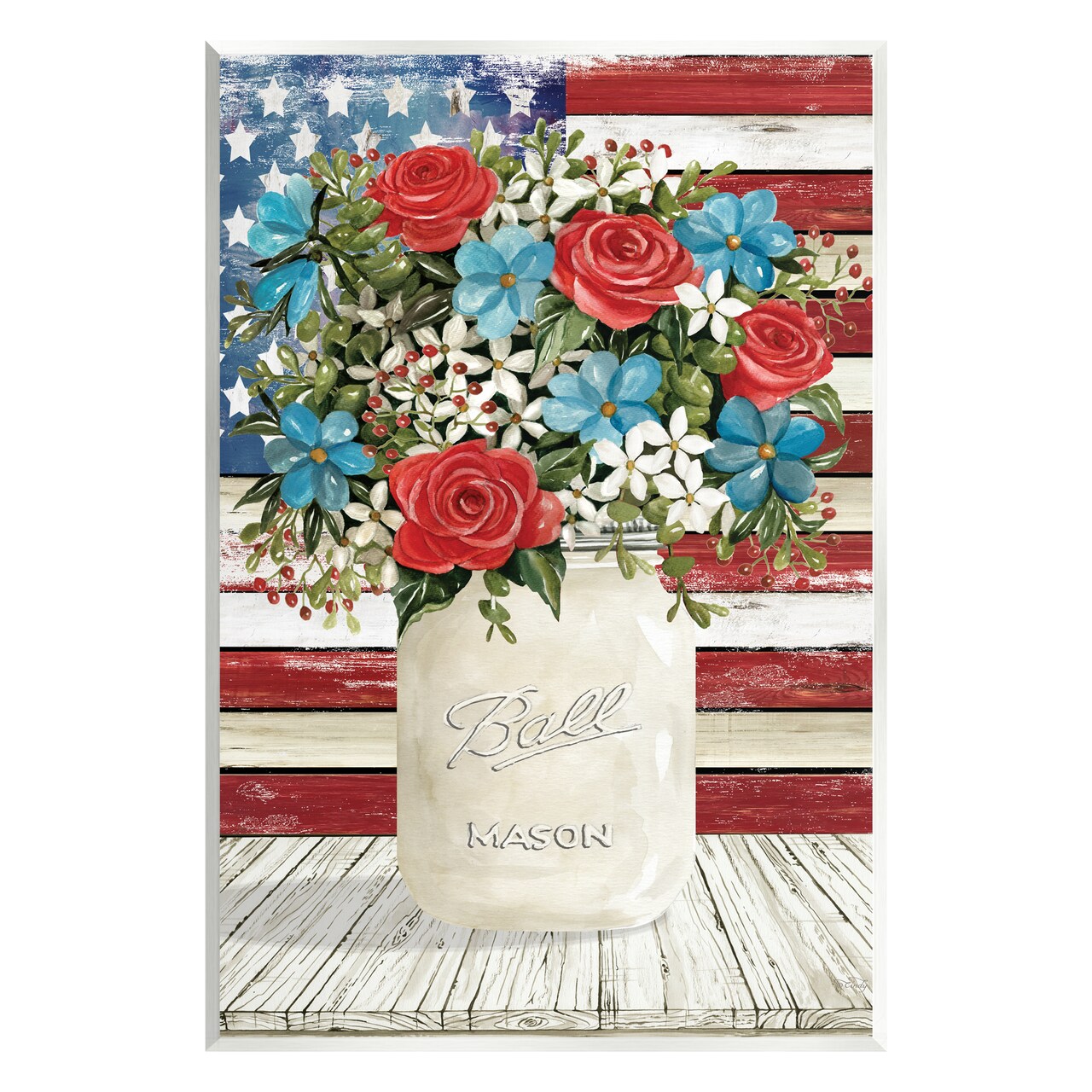 Stupell Industries Americana Flag Festive Bouquet Wall Plaque Art